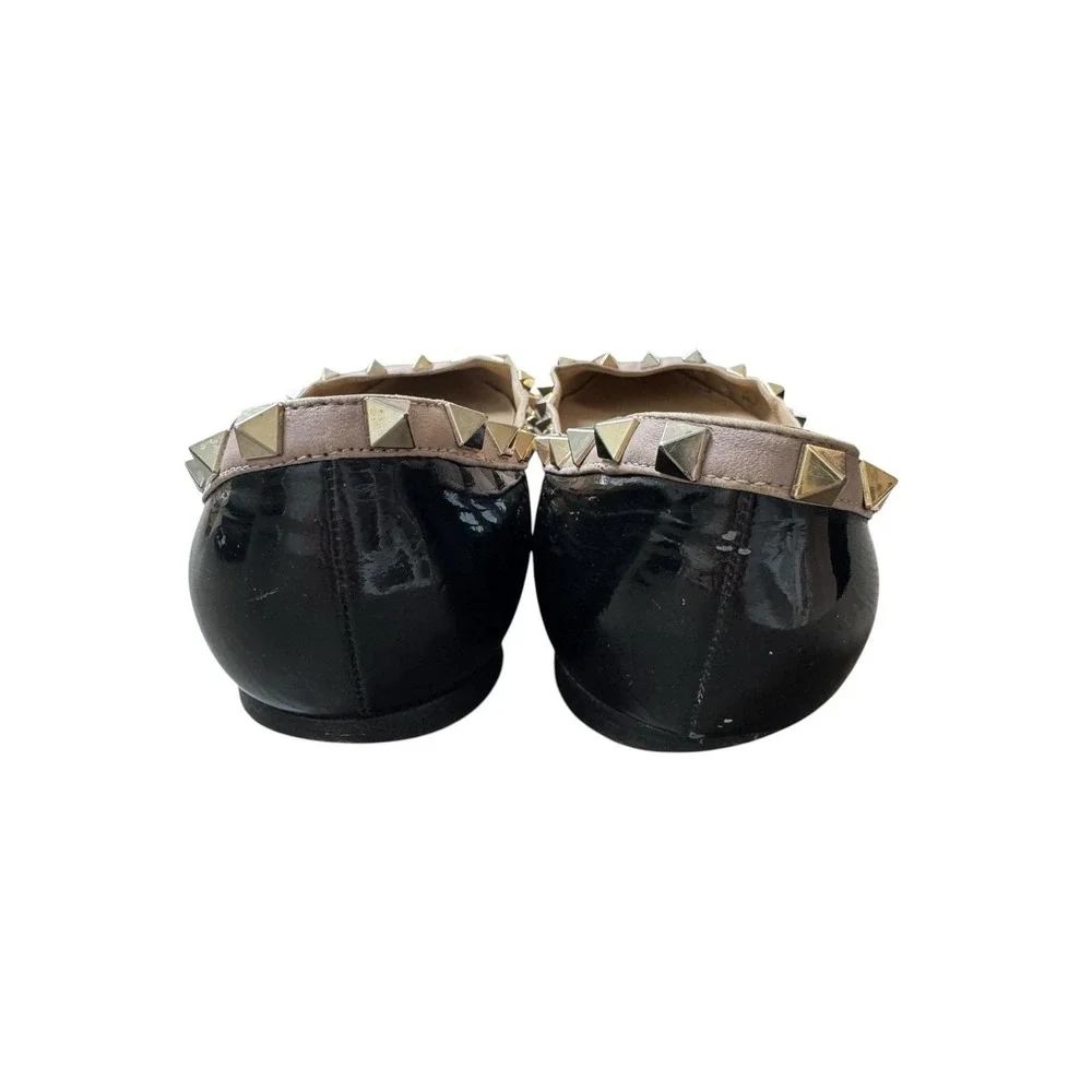 Authentic Valentino Garavani Black Leather‎ Rockstud Ballet Size EU 37.5